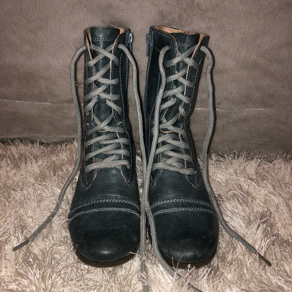Blue Combat Boots